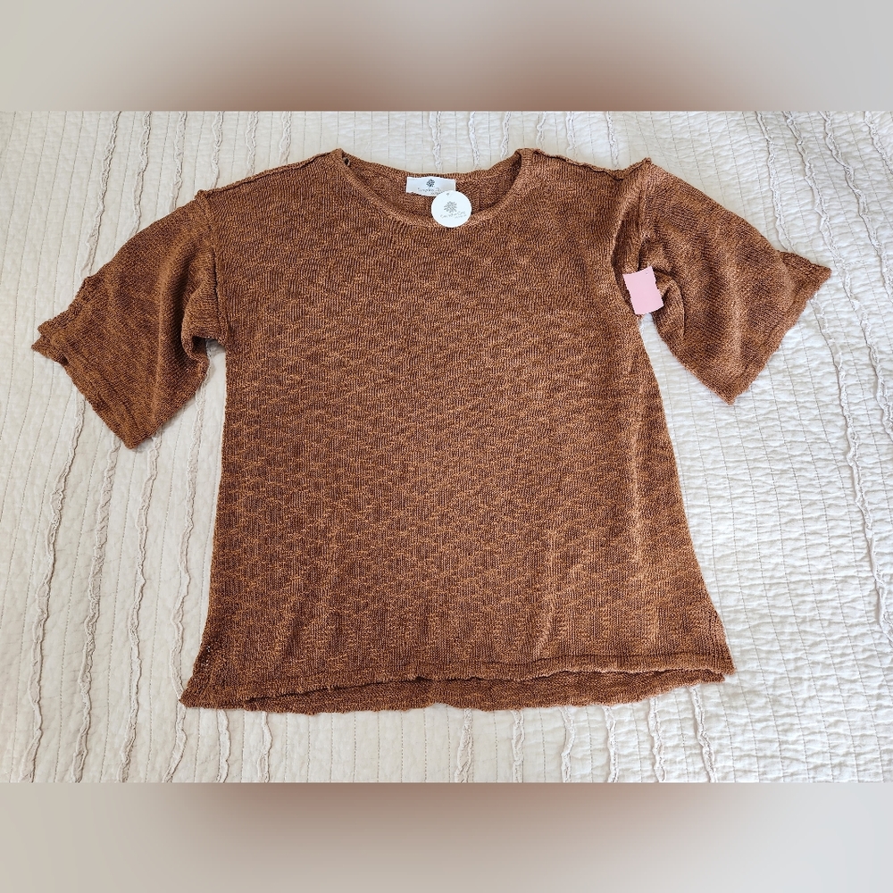 Everyday Chic Women's Something Light Knit Sweater, Size S/M, Brown NWT